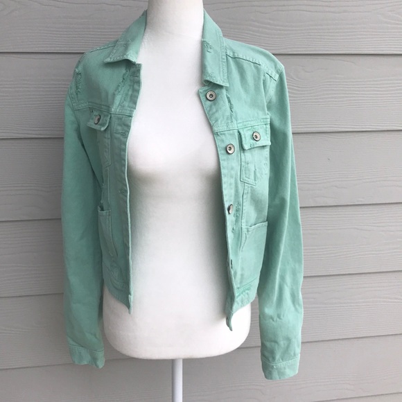 zara green jean jacket